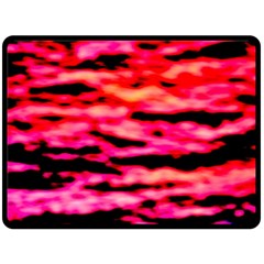 Red  Waves Abstract Series No15 Double Sided Fleece Blanket (large)  by DimitriosArt