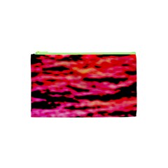 Red  Waves Abstract Series No15 Cosmetic Bag (xs) by DimitriosArt