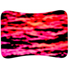 Red  Waves Abstract Series No15 Velour Seat Head Rest Cushion by DimitriosArt