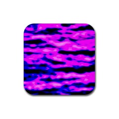 Purple  Waves Abstract Series No6 Rubber Coaster (square) by DimitriosArt