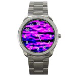 Purple  Waves Abstract Series No6 Sport Metal Watch Front