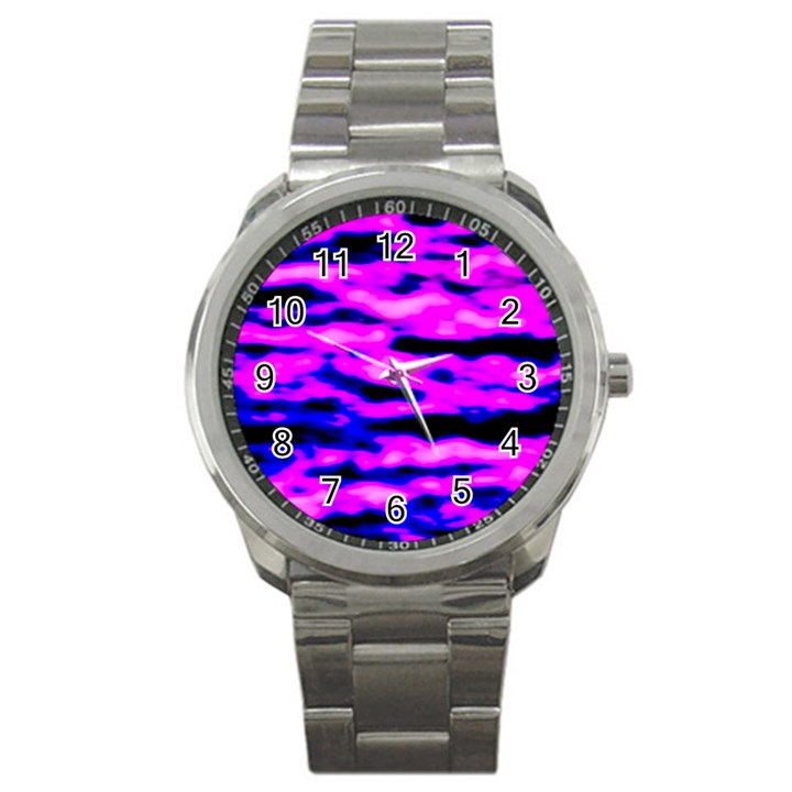 Purple  Waves Abstract Series No6 Sport Metal Watch