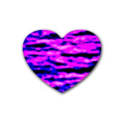 Purple  Waves Abstract Series No6 Rubber Coaster (heart) by DimitriosArt