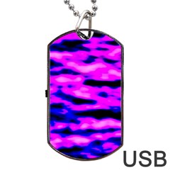 Purple  Waves Abstract Series No6 Dog Tag Usb Flash (one Side) by DimitriosArt