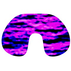 Purple  Waves Abstract Series No6 Travel Neck Pillow by DimitriosArt