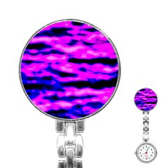 Purple  Waves Abstract Series No6 Stainless Steel Nurses Watch by DimitriosArt