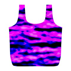 Purple  Waves Abstract Series No6 Full Print Recycle Bag (l) by DimitriosArt