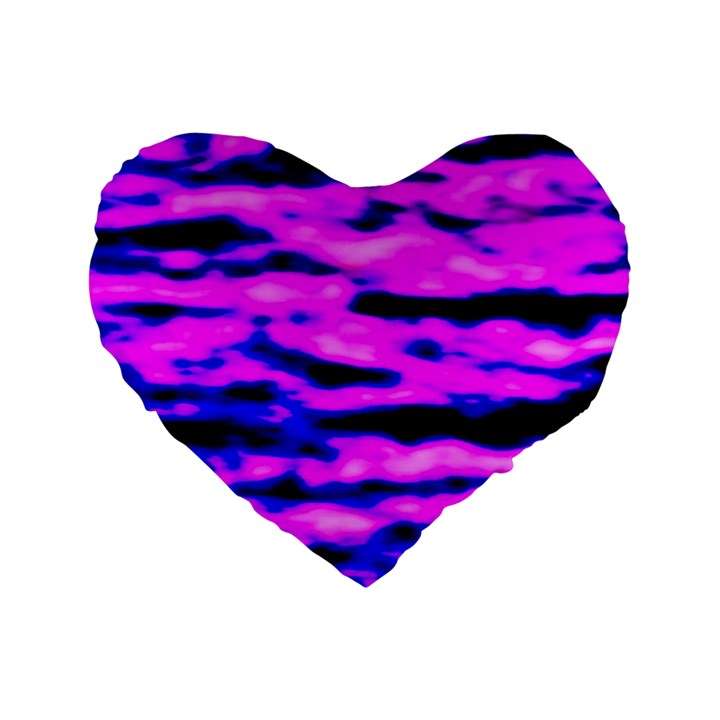 Purple  Waves Abstract Series No6 Standard 16  Premium Flano Heart Shape Cushions