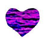 Purple  Waves Abstract Series No6 Standard 16  Premium Flano Heart Shape Cushions Back