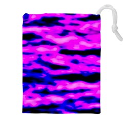 Purple  Waves Abstract Series No6 Drawstring Pouch (5xl) by DimitriosArt