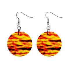 Red  Waves Abstract Series No16 Mini Button Earrings by DimitriosArt