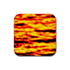 Red  Waves Abstract Series No16 Rubber Coaster (square) by DimitriosArt