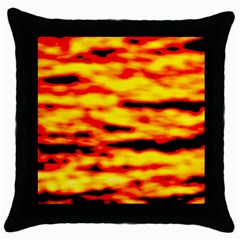 Red  Waves Abstract Series No16 Throw Pillow Case (black) by DimitriosArt