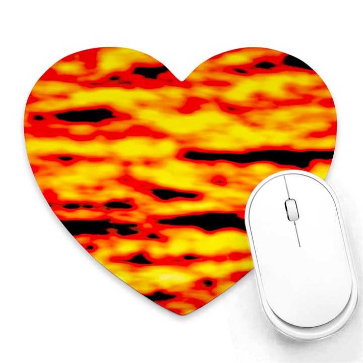 Red  Waves Abstract Series No16 Heart Mousepads