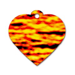 Red  Waves Abstract Series No16 Dog Tag Heart (one Side) by DimitriosArt