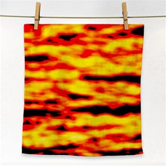 Red  Waves Abstract Series No16 Face Towel by DimitriosArt