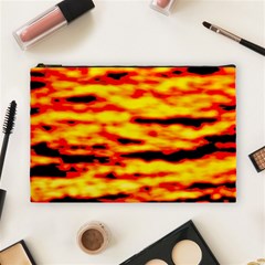 Red  Waves Abstract Series No16 Cosmetic Bag (large) by DimitriosArt