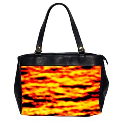 Red  Waves Abstract Series No16 Oversize Office Handbag (2 Sides) by DimitriosArt