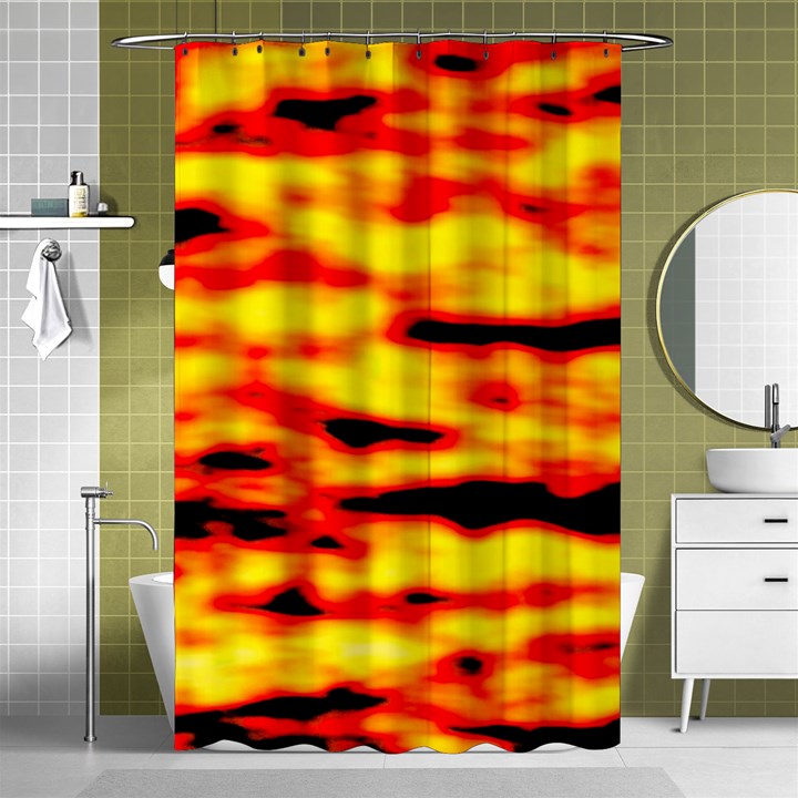 Red  Waves Abstract Series No16 Shower Curtain 48  x 72  (Small) 