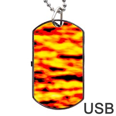 Red  Waves Abstract Series No16 Dog Tag Usb Flash (one Side) by DimitriosArt