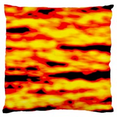 Red  Waves Abstract Series No16 Large Cushion Case (one Side) by DimitriosArt