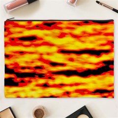 Red  Waves Abstract Series No16 Cosmetic Bag (xxxl) by DimitriosArt