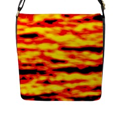 Red  Waves Abstract Series No16 Flap Closure Messenger Bag (l) by DimitriosArt