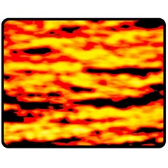 Red  Waves Abstract Series No16 Double Sided Fleece Blanket (medium)  by DimitriosArt