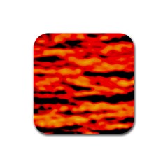 Red  Waves Abstract Series No17 Rubber Square Coaster (4 Pack) by DimitriosArt