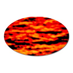 Red  Waves Abstract Series No17 Oval Magnet by DimitriosArt