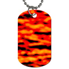 Red  Waves Abstract Series No17 Dog Tag (one Side) by DimitriosArt