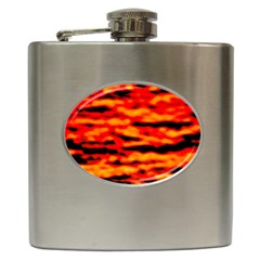 Red  Waves Abstract Series No17 Hip Flask (6 Oz) by DimitriosArt