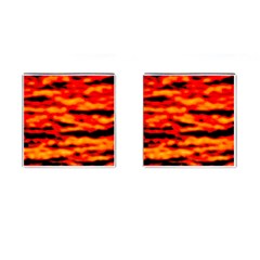 Red  Waves Abstract Series No17 Cufflinks (square) by DimitriosArt