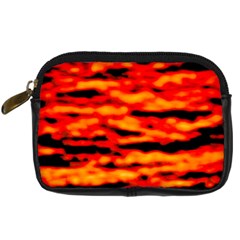 Red  Waves Abstract Series No17 Digital Camera Leather Case by DimitriosArt