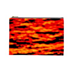 Red  Waves Abstract Series No17 Cosmetic Bag (large) by DimitriosArt