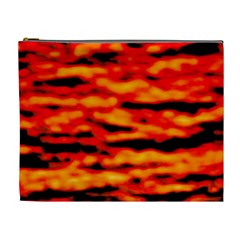 Red  Waves Abstract Series No17 Cosmetic Bag (xl) by DimitriosArt