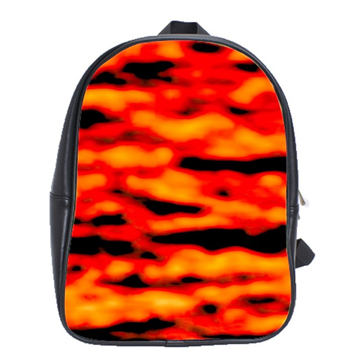 Red  Waves Abstract Series No17 School Bag (Large)