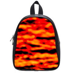 Red  Waves Abstract Series No17 School Bag (small) by DimitriosArt