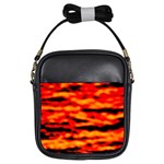 Red  Waves Abstract Series No17 Girls Sling Bag Front