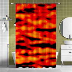 Red  Waves Abstract Series No17 Shower Curtain 48  X 72  (small)  by DimitriosArt