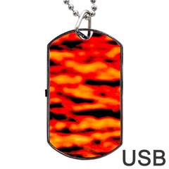 Red  Waves Abstract Series No17 Dog Tag Usb Flash (one Side) by DimitriosArt