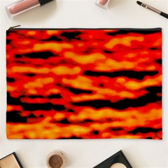 Red  Waves Abstract Series No17 Cosmetic Bag (xxxl) by DimitriosArt