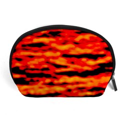 Red  Waves Abstract Series No17 Accessory Pouch (large) by DimitriosArt