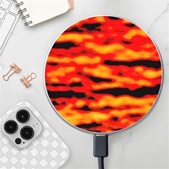 Red  Waves Abstract Series No17 Wireless Charger by DimitriosArt