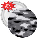 Black Waves Abstract Series No 1 3  Buttons (100 pack)  Front