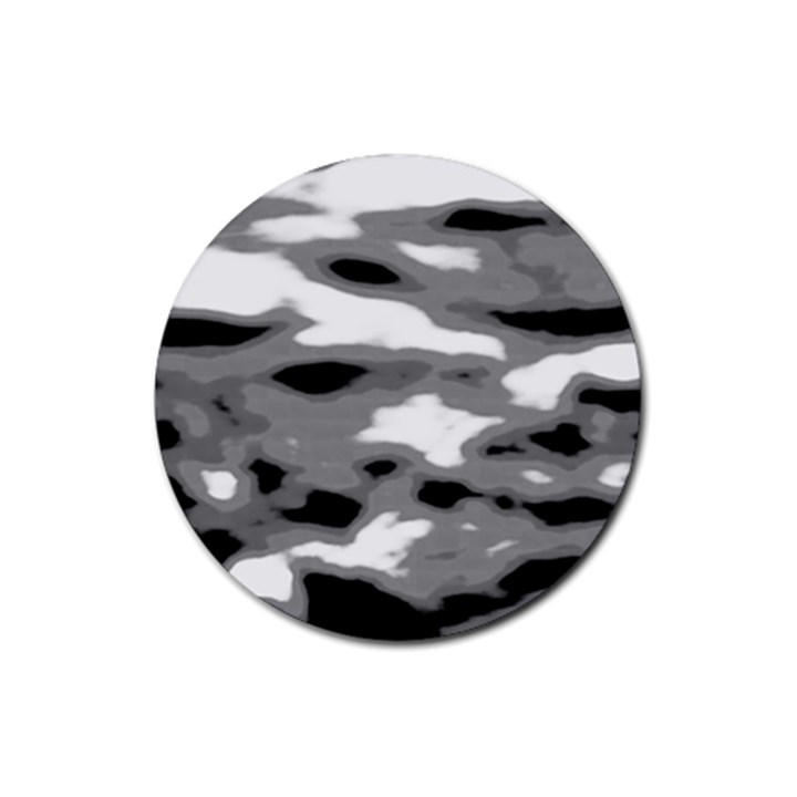 Black Waves Abstract Series No 1 Rubber Coaster (Round)