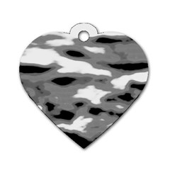 Black Waves Abstract Series No 1 Dog Tag Heart (two Sides) by DimitriosArt