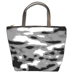 Black Waves Abstract Series No 1 Bucket Bag by DimitriosArt