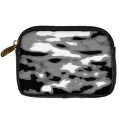 Black Waves Abstract Series No 1 Digital Camera Leather Case by DimitriosArt