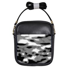 Black Waves Abstract Series No 1 Girls Sling Bag by DimitriosArt